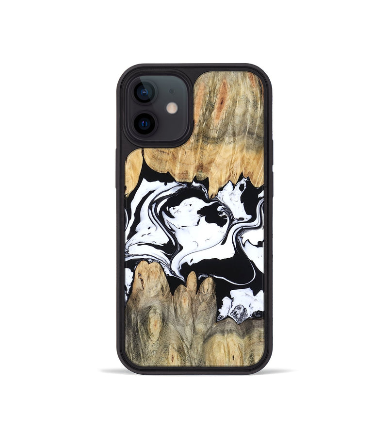 iPhone 12 mini Wood Phone Case - Norris (Black & White, 802176)