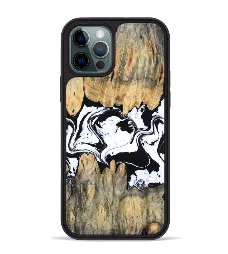 iPhone 12 Pro Max Wood Phone Case - Norris (Black & White, 802176)
