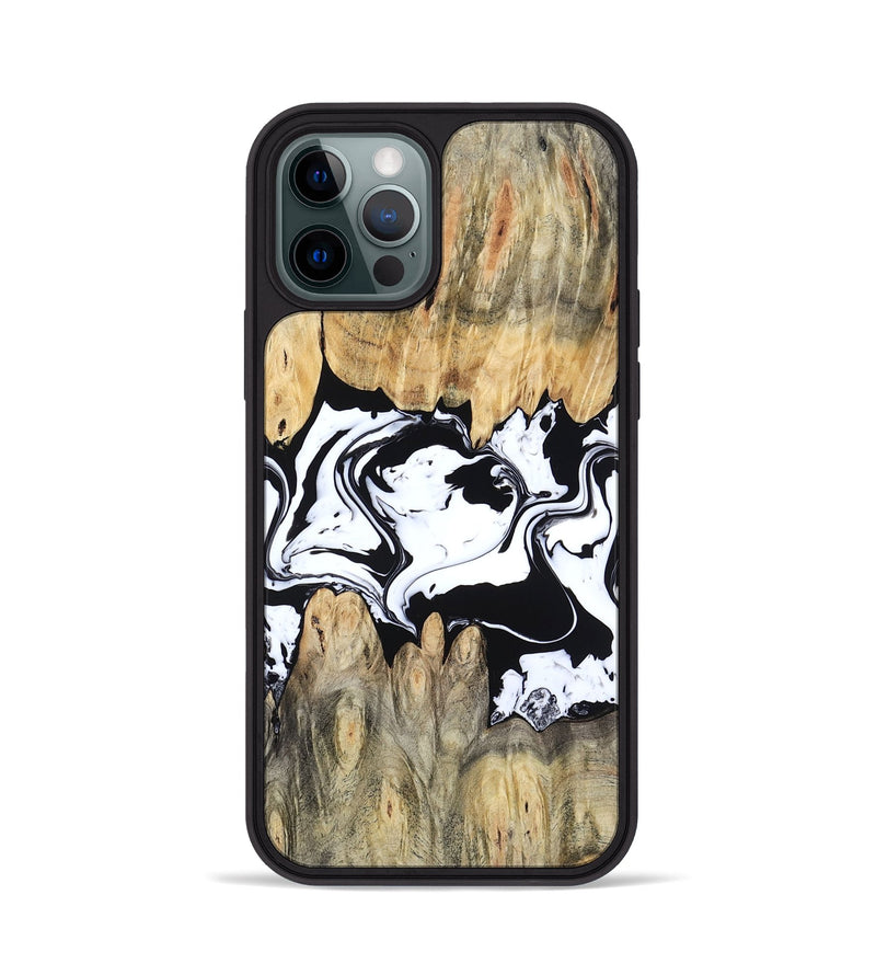 iPhone 12 Pro Wood Phone Case - Norris (Black & White, 802176)