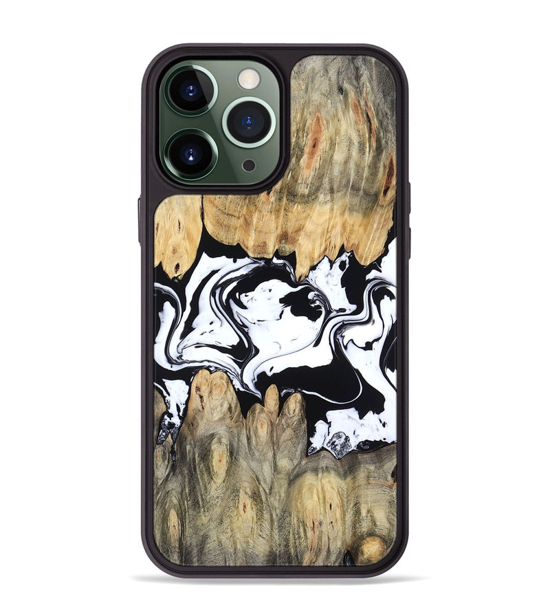 iPhone 13 Pro Max Wood Phone Case - Norris (Black & White, 802176)