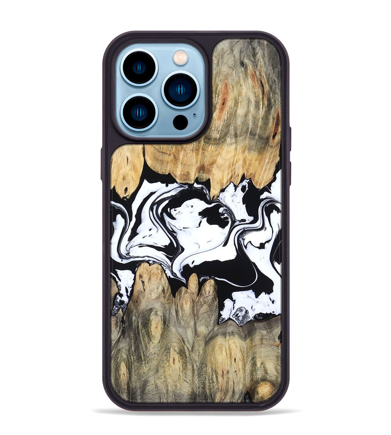 iPhone 14 Pro Max Wood Phone Case - Norris (Black & White, 802176)