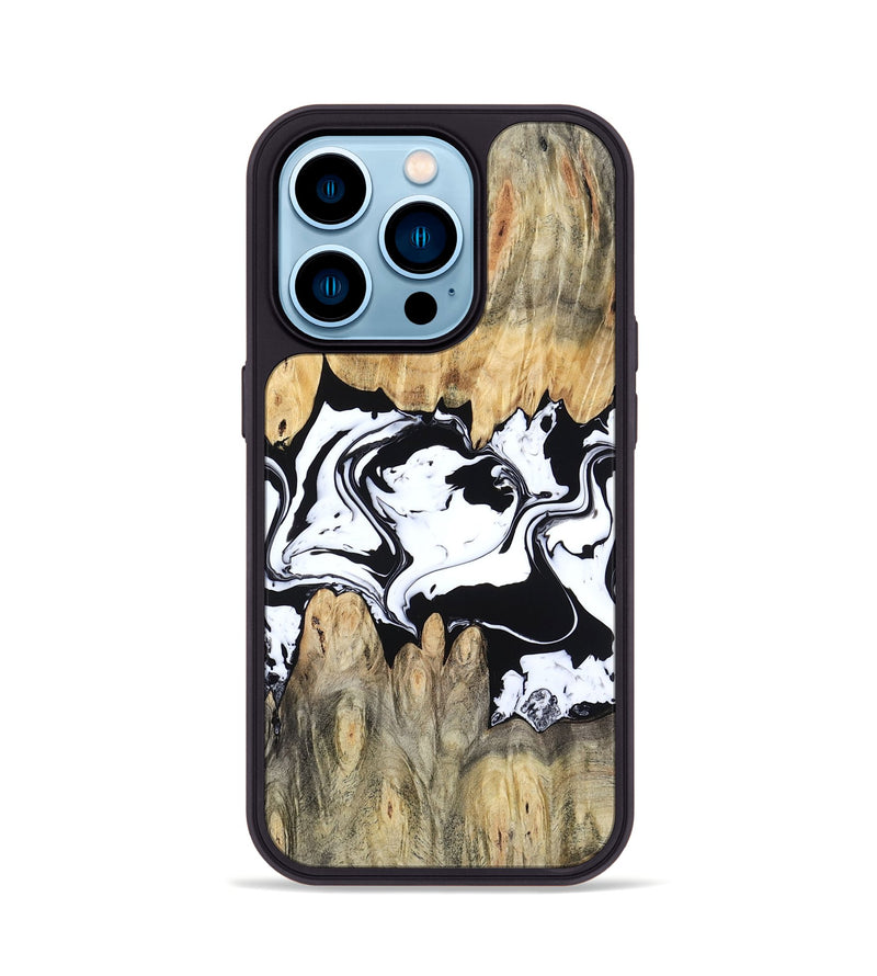 iPhone 14 Pro Wood Phone Case - Norris (Black & White, 802176)