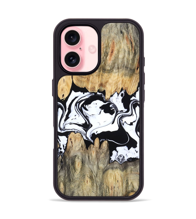 iPhone 16 Wood Phone Case - Norris (Black & White, 802176)