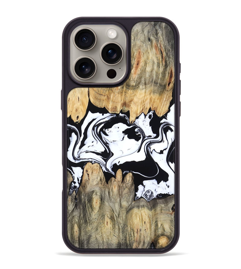 iPhone 16 Pro Max Wood Phone Case - Norris (Black & White, 802176)