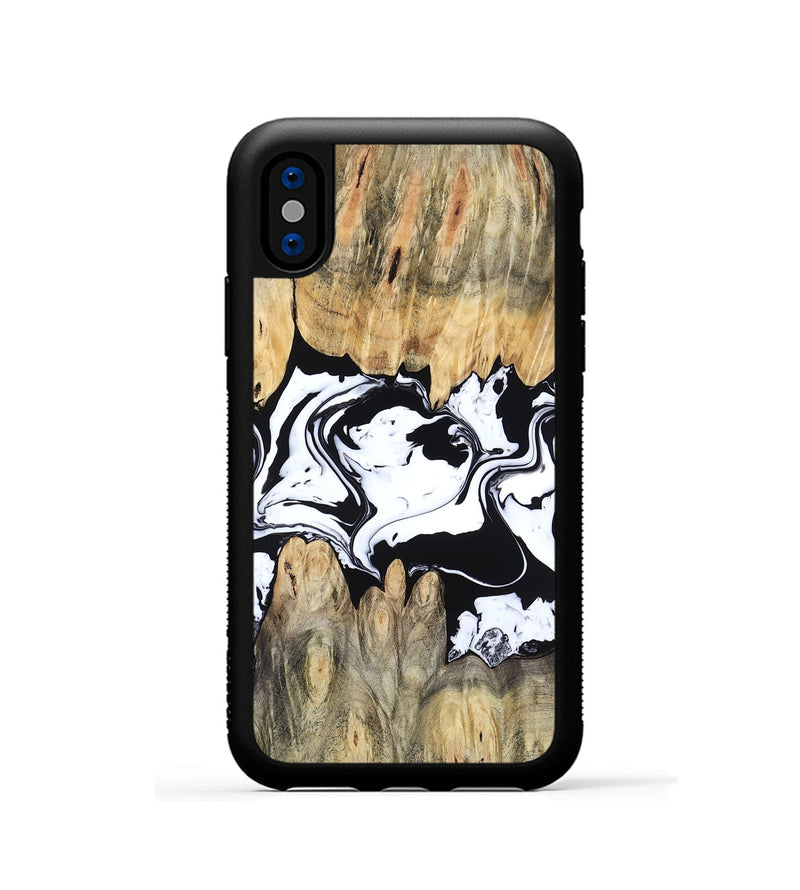 iPhone Xs Wood Phone Case - Norris (Black & White, 802176)