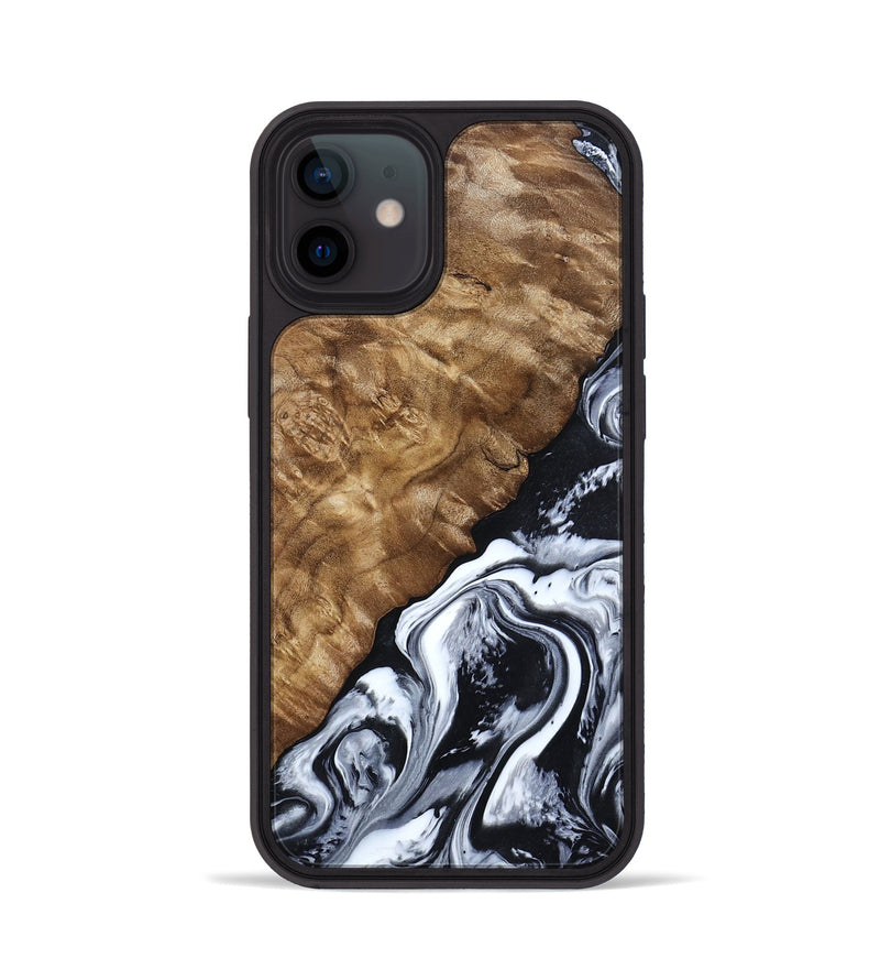 iPhone 12 Wood Phone Case - Jayson (Black & White, 802178)