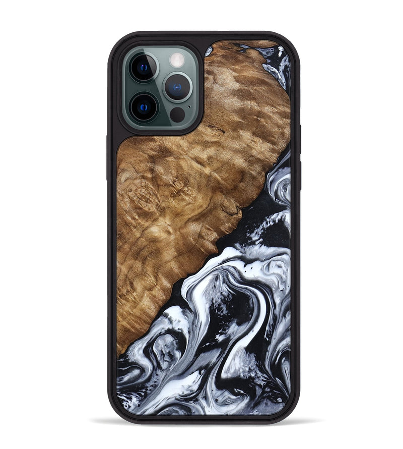 iPhone 12 Pro Max Wood Phone Case - Jayson (Black & White, 802178)