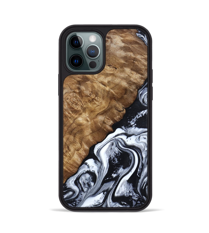 iPhone 12 Pro Wood Phone Case - Jayson (Black & White, 802178)