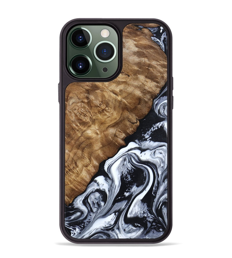 iPhone 13 Pro Max Wood Phone Case - Jayson (Black & White, 802178)