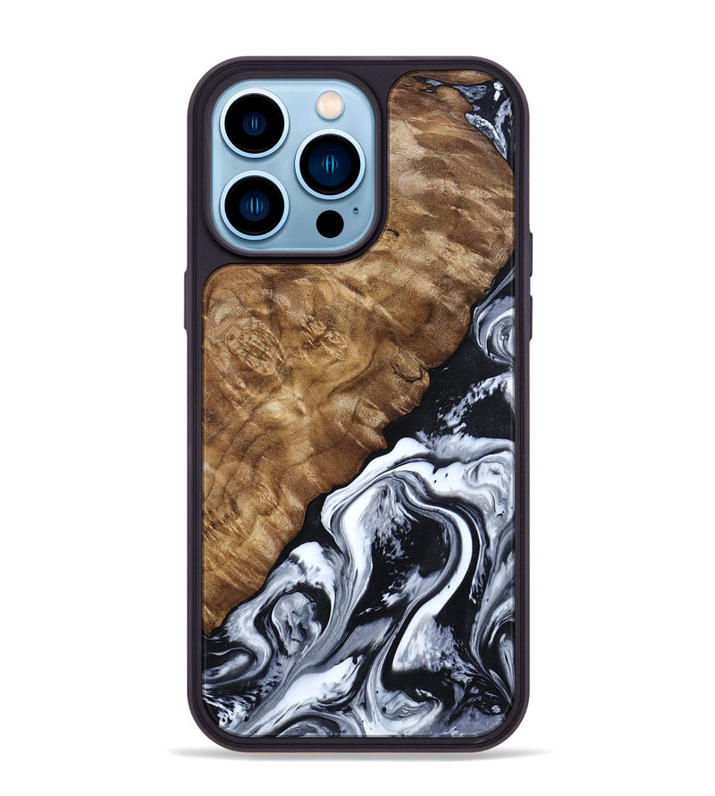 iPhone 14 Pro Max Wood Phone Case - Jayson (Black & White, 802178)