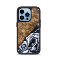 iPhone 14 Pro Wood Phone Case - Jayson (Black & White, 802178)