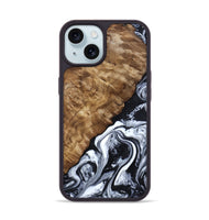 iPhone 15 Wood Phone Case - Jayson (Black & White, 802178)