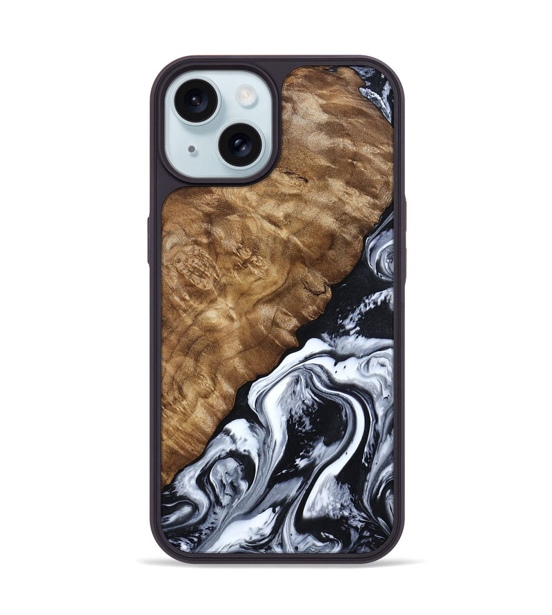 iPhone 15 Wood Phone Case - Jayson (Black & White, 802178)