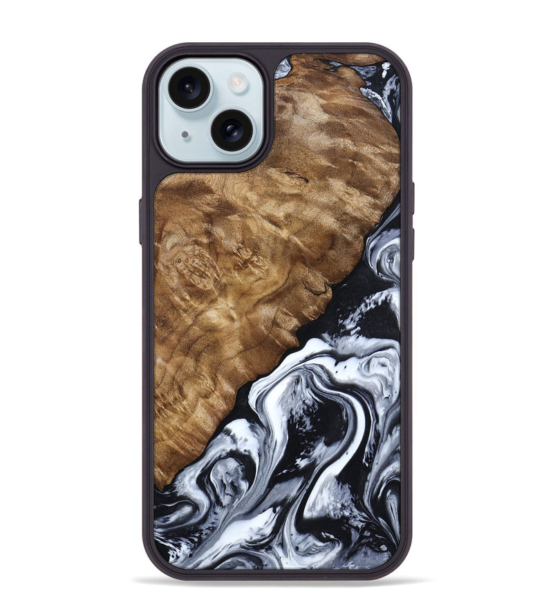 iPhone 15 Plus Wood Phone Case - Jayson (Black & White, 802178)