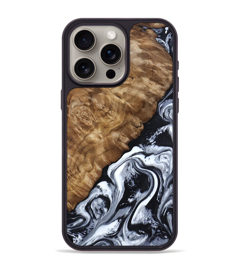 iPhone 15 Pro Max Wood Phone Case - Jayson (Black & White, 802178)