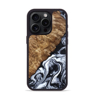 iPhone 15 Pro Wood Phone Case - Jayson (Black & White, 802178)