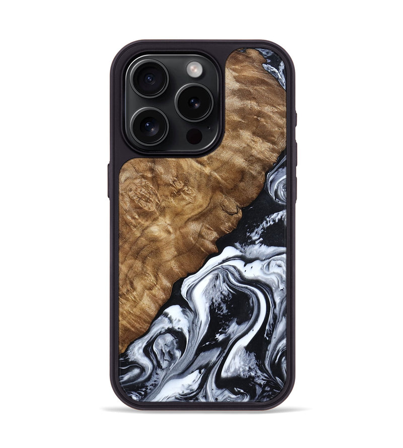 iPhone 15 Pro Wood Phone Case - Jayson (Black & White, 802178)