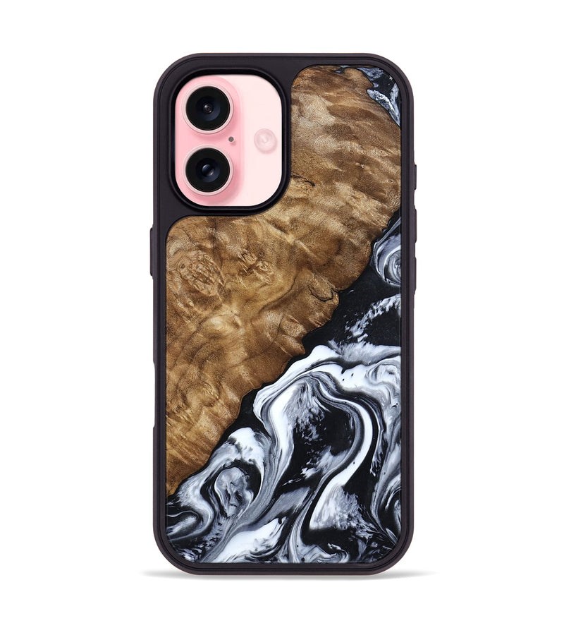 iPhone 16 Wood Phone Case - Jayson (Black & White, 802178)