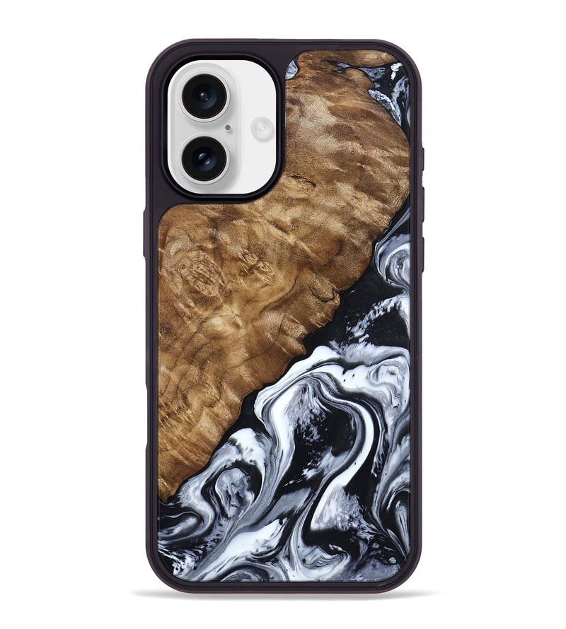 iPhone 16 Plus Wood Phone Case - Jayson (Black & White, 802178)