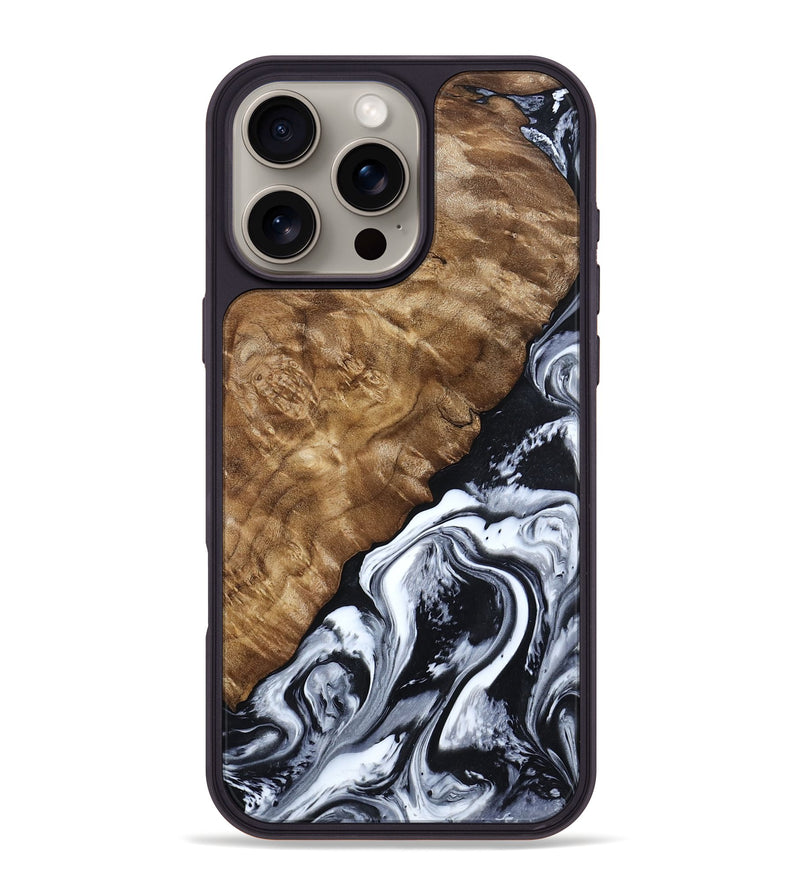 iPhone 16 Pro Max Wood Phone Case - Jayson (Black & White, 802178)