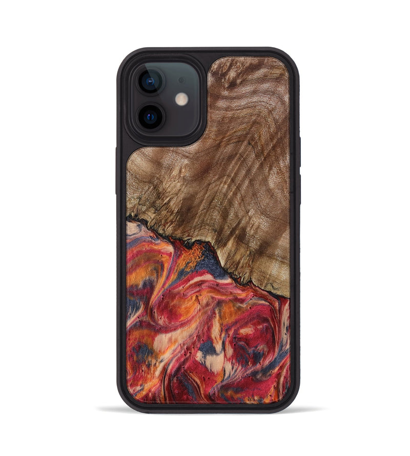 iPhone 12 Wood Phone Case - Aries (Red, 802184)