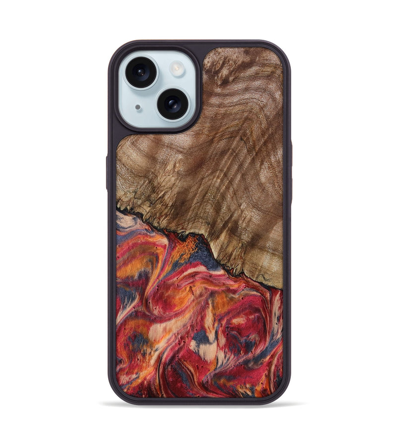iPhone 15 Wood Phone Case - Aries (Red, 802184)