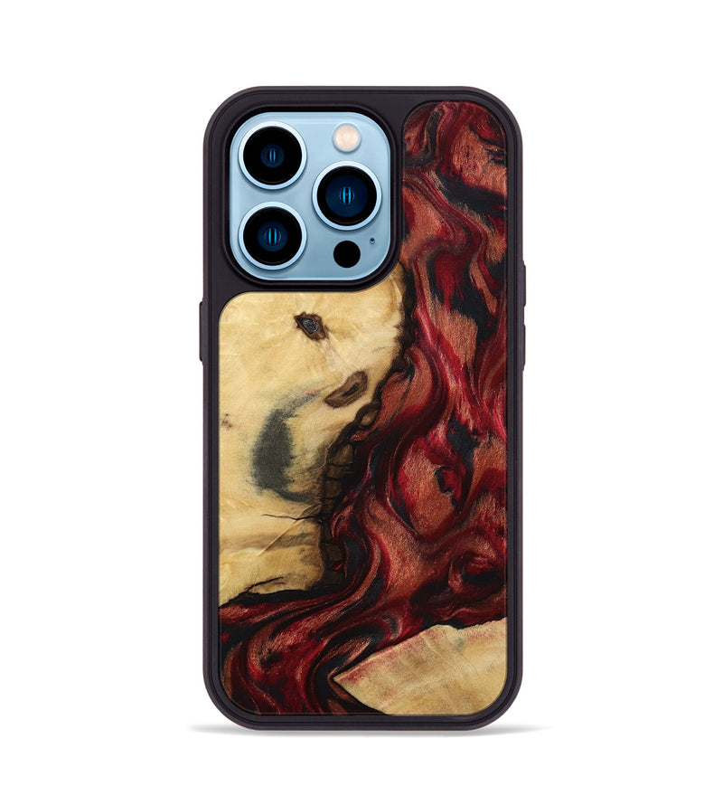 iPhone 14 Pro Wood Phone Case - Lutie (Red, 802188)