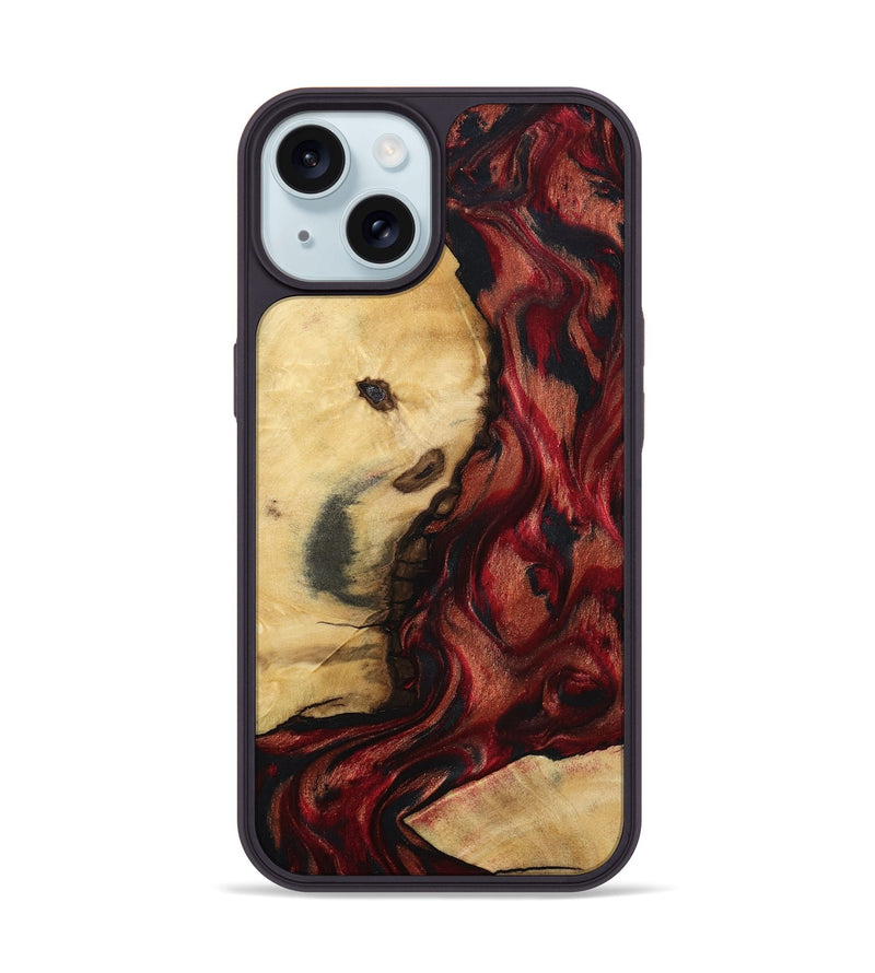 iPhone 15 Wood Phone Case - Lutie (Red, 802188)