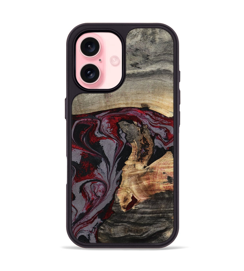 iPhone 16 Wood Phone Case - Velvet (Red, 802191)