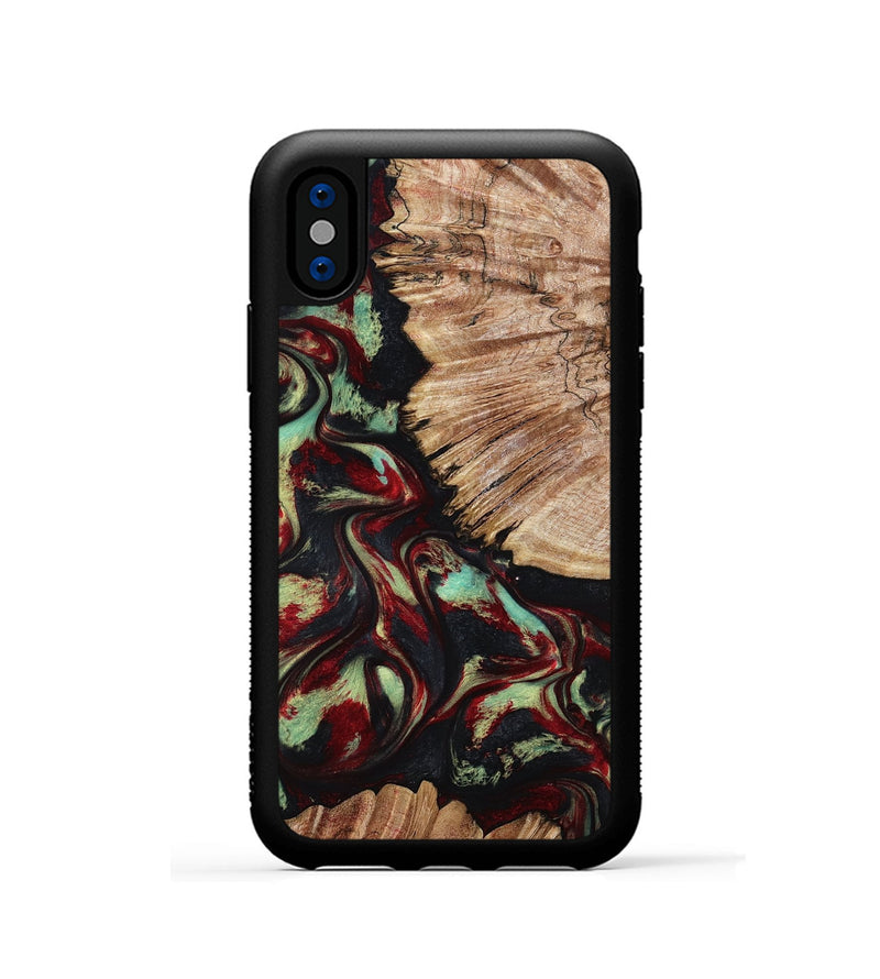 iPhone Xs Wood Phone Case - Burton (Red, 802192)