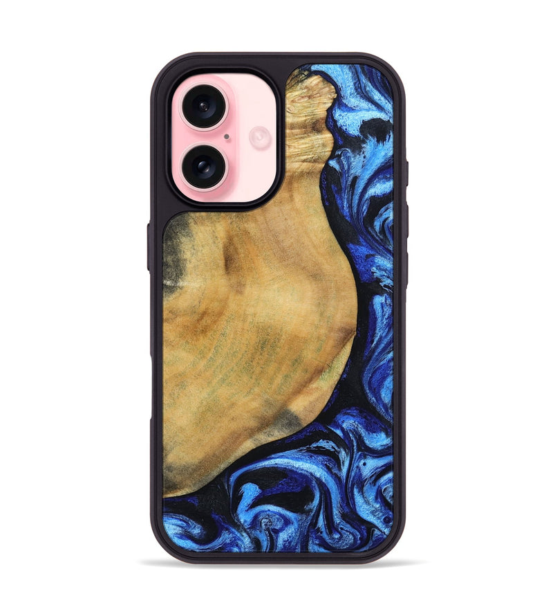 iPhone 16 Wood Phone Case - Darcy (Blue, 802317)