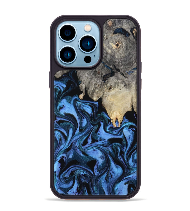iPhone 14 Pro Max Wood Phone Case - Sharon (Blue, 802318)