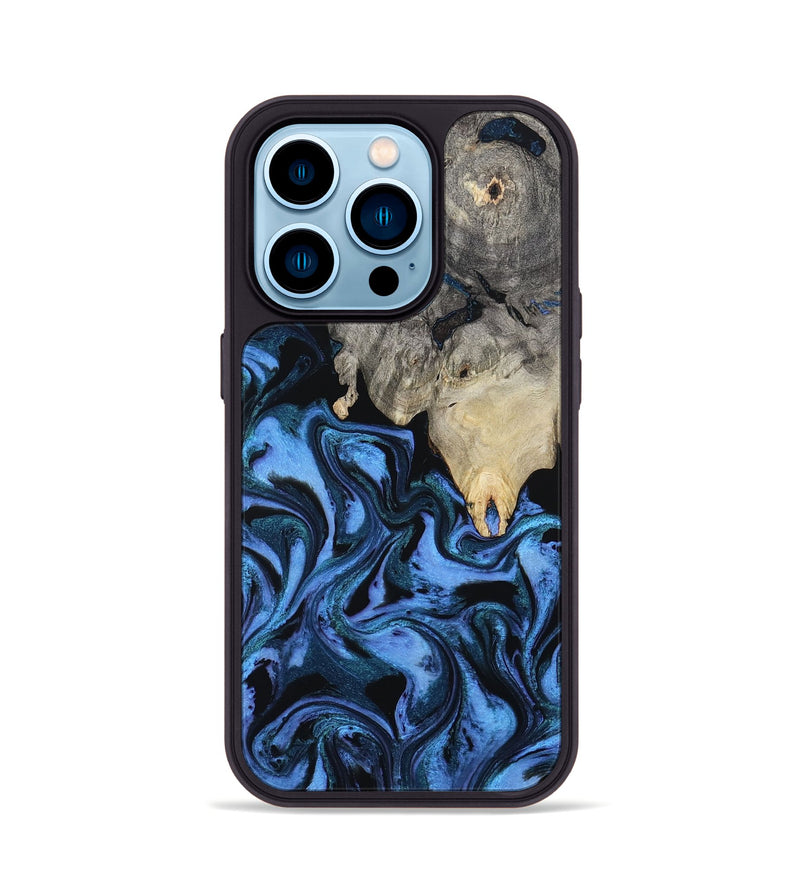 iPhone 14 Pro Wood Phone Case - Sharon (Blue, 802318)