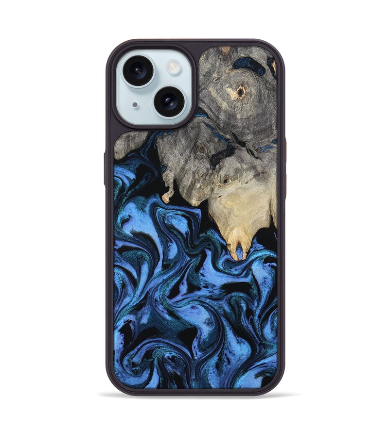 iPhone 15 Wood Phone Case - Sharon (Blue, 802318)