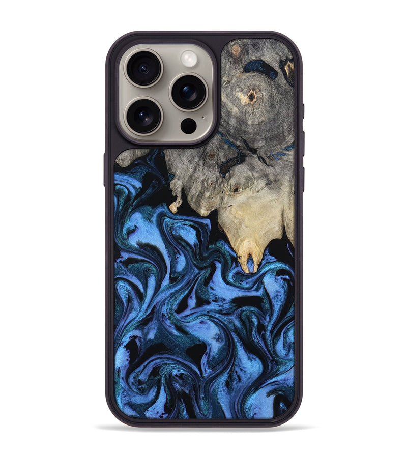 iPhone 15 Pro Max Wood Phone Case - Sharon (Blue, 802318)