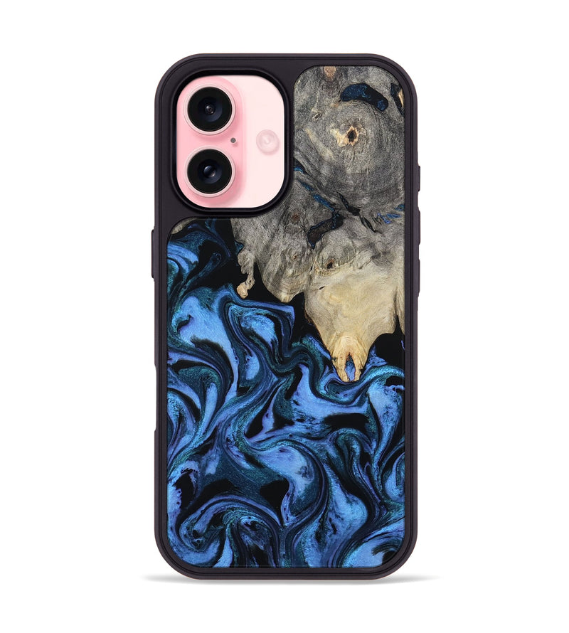 iPhone 16 Wood Phone Case - Sharon (Blue, 802318)