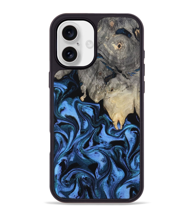 iPhone 16 Plus Wood Phone Case - Sharon (Blue, 802318)