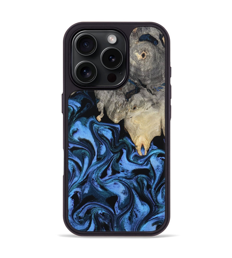 iPhone 16 Pro Wood Phone Case - Sharon (Blue, 802318)