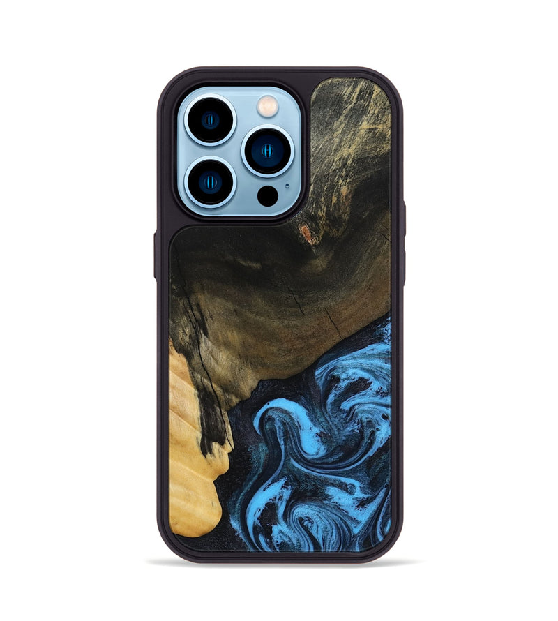 iPhone 14 Pro Wood Phone Case - Clora (Blue, 802319)