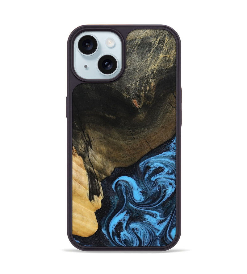 iPhone 15 Wood Phone Case - Clora (Blue, 802319)