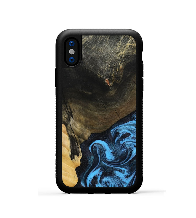 iPhone Xs Wood Phone Case - Clora (Blue, 802319)