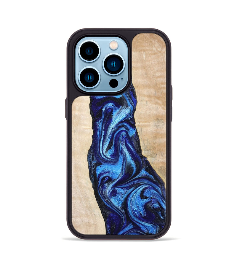 iPhone 14 Pro Wood Phone Case - Lavonne (Blue, 802320)