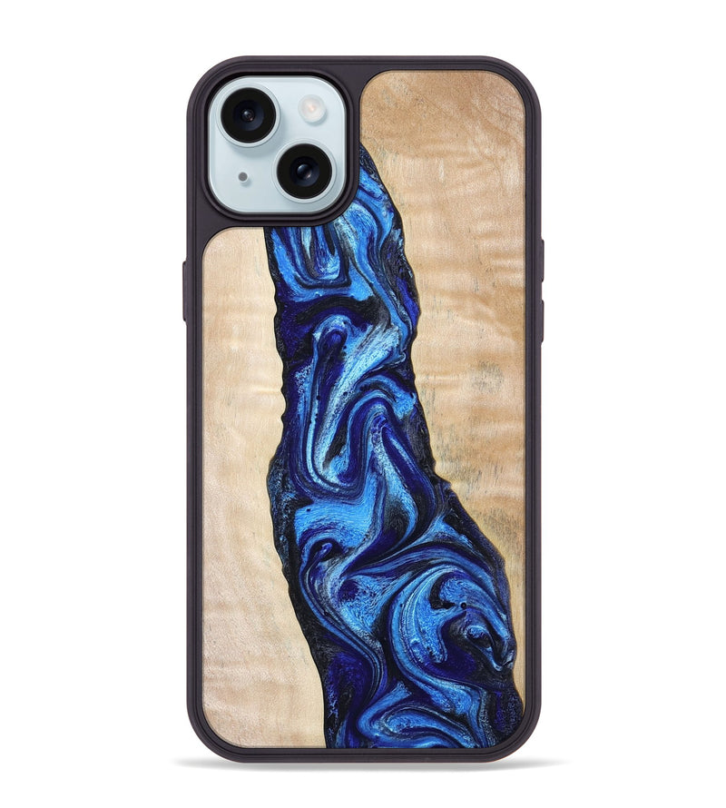 iPhone 15 Plus Wood Phone Case - Lavonne (Blue, 802320)