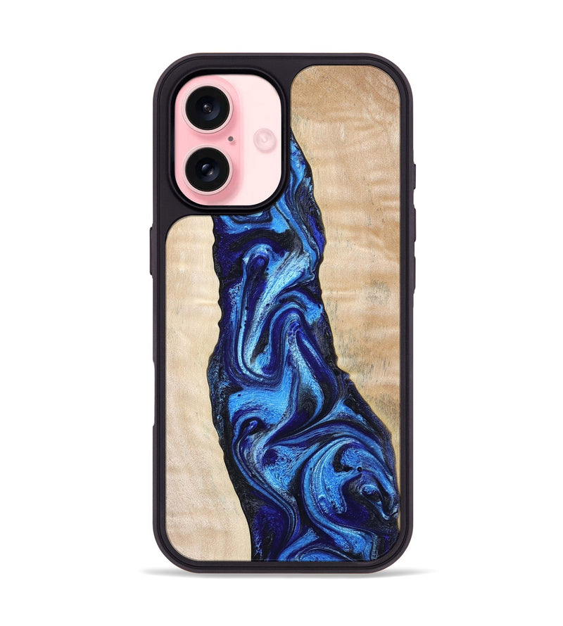 iPhone 16 Wood Phone Case - Lavonne (Blue, 802320)