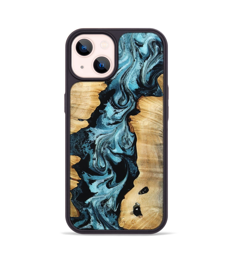 iPhone 14 Wood Phone Case - Buck (Blue, 802321)
