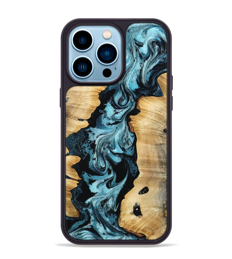 iPhone 14 Pro Max Wood Phone Case - Buck (Blue, 802321)