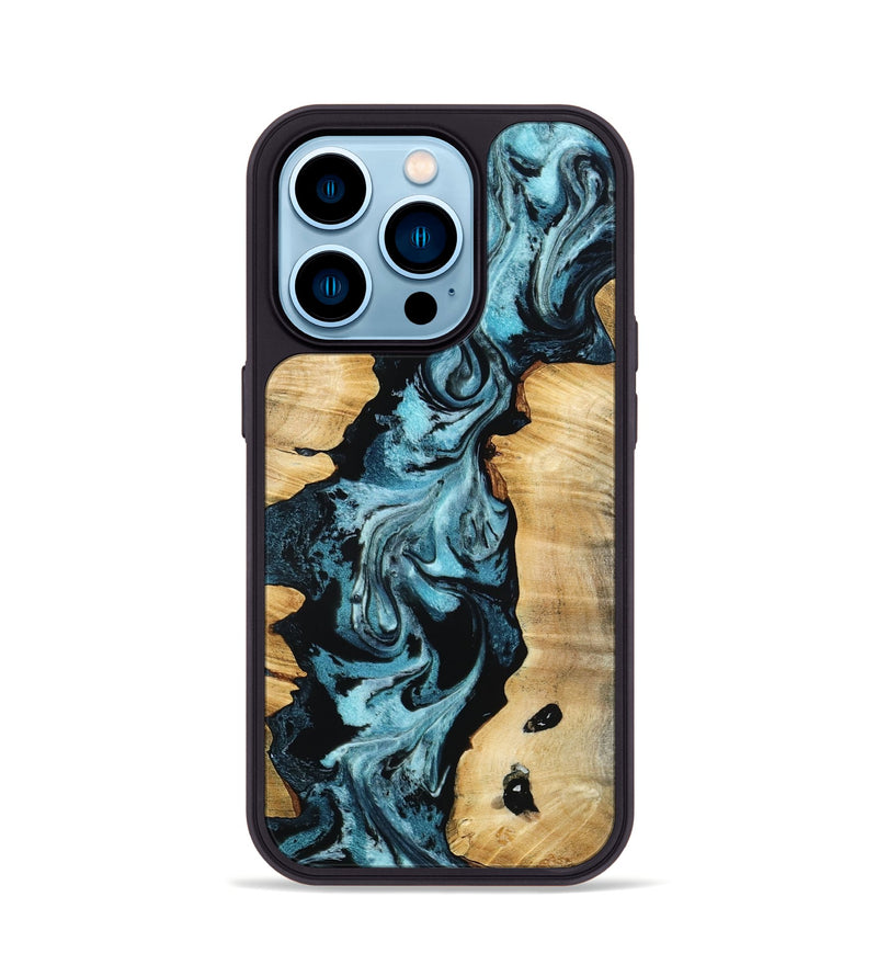 iPhone 14 Pro Wood Phone Case - Buck (Blue, 802321)