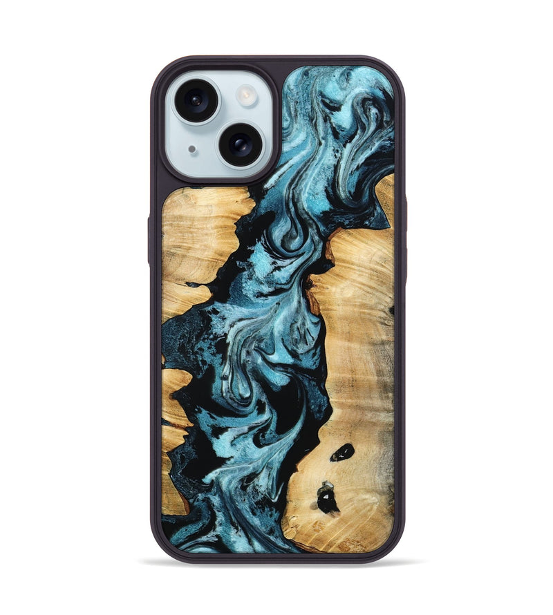 iPhone 15 Wood Phone Case - Buck (Blue, 802321)
