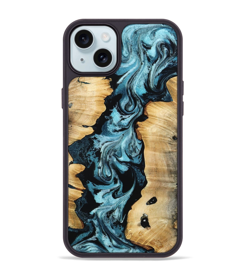 iPhone 15 Plus Wood Phone Case - Buck (Blue, 802321)