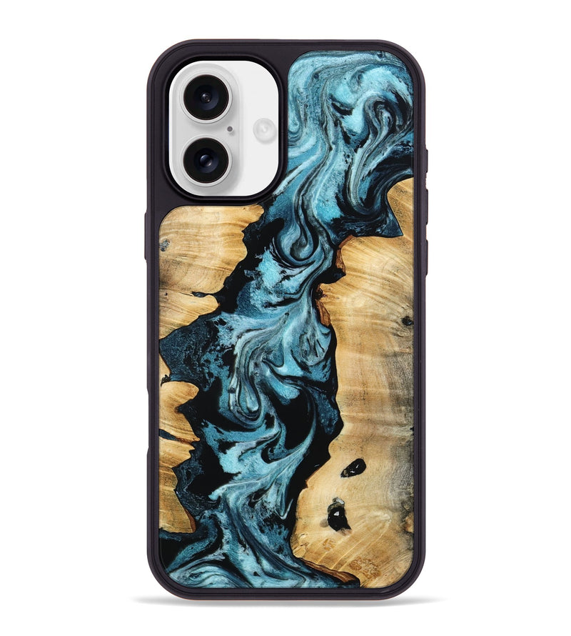 iPhone 16 Plus Wood Phone Case - Buck (Blue, 802321)
